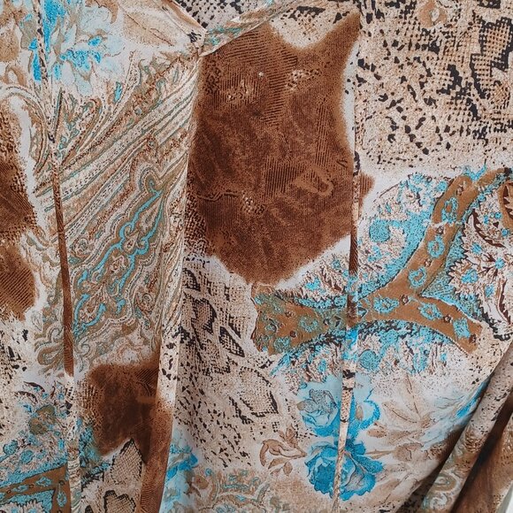 MXM Brown and Blue Patterned Blouse - Picture 8 of 9
